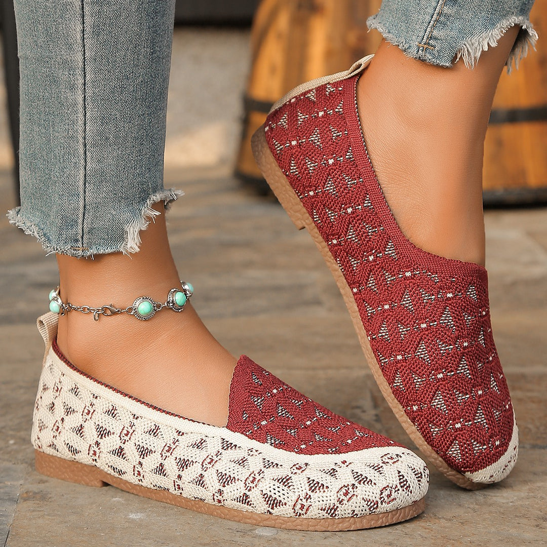 Dame Åndbare Slip-On Sko med mode Strikdesign Stilla