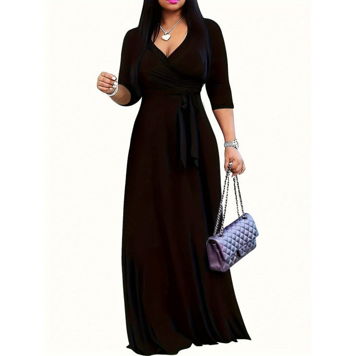 Dame Floral Wrap Maxi Kjole med justerbart bånd Stilla