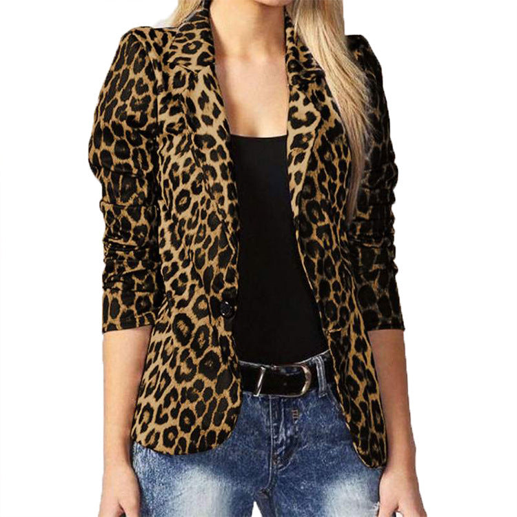 Dame Mode Blazer med Animal-Print Stilla