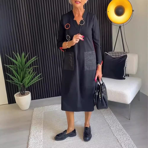 Dame elegant og alsidig midikjole med lommer Stilla