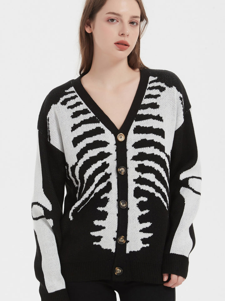 Femme Graphic Skeleton Strikjakke Stilla