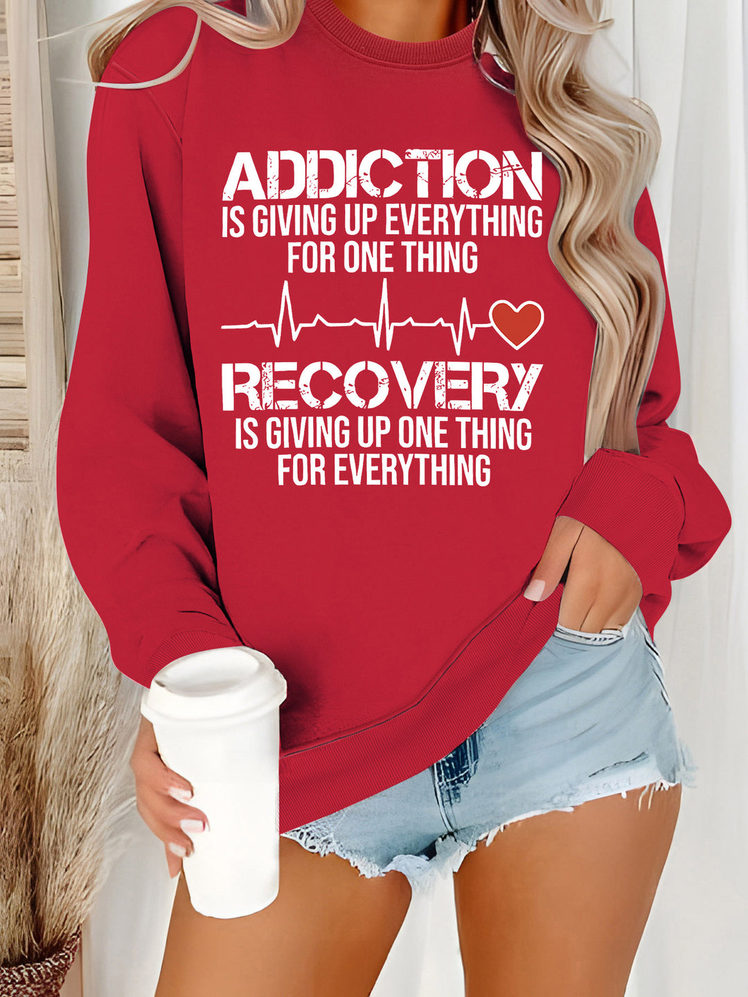 Kvinders sweatshirt med inspirerende print og afslappet snit Stilla