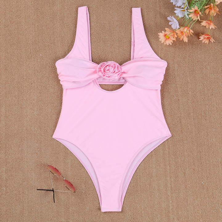 Dame Enkelt Stykke Badedragt med Fashionabel Cut-Out og Dekorativ Blomster Element Stilla