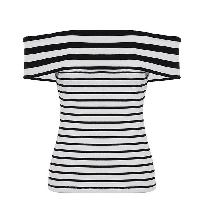 Dame Offshoulder Bluse med stribet design Skovae