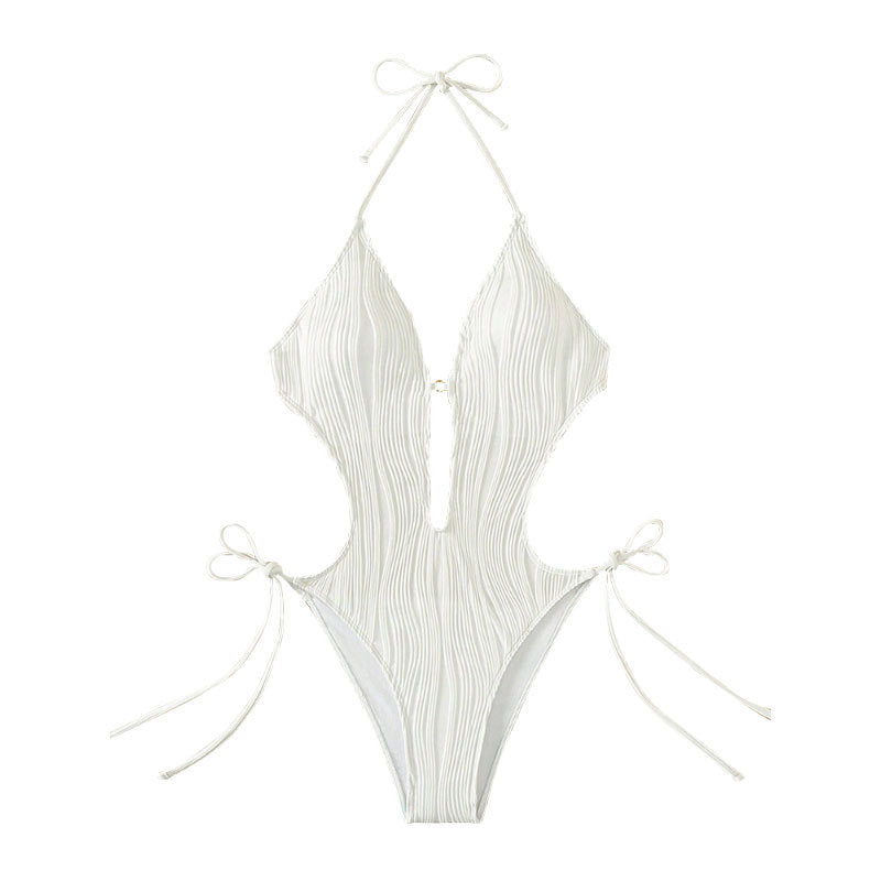 Dame Én Pieces Badedragt med moderne Cut-Out og elastisk Vickeldetalje Skovae