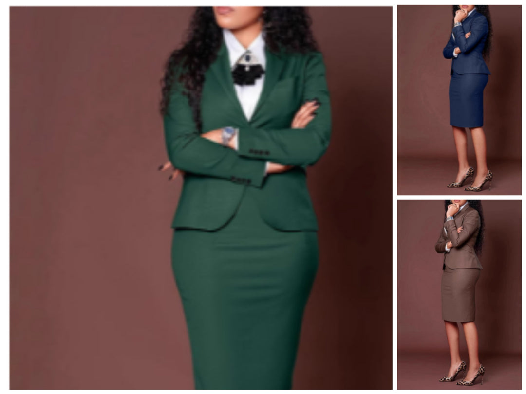 Dame Elegant Business-sæt med taljeret nederdel og blazer Stilla