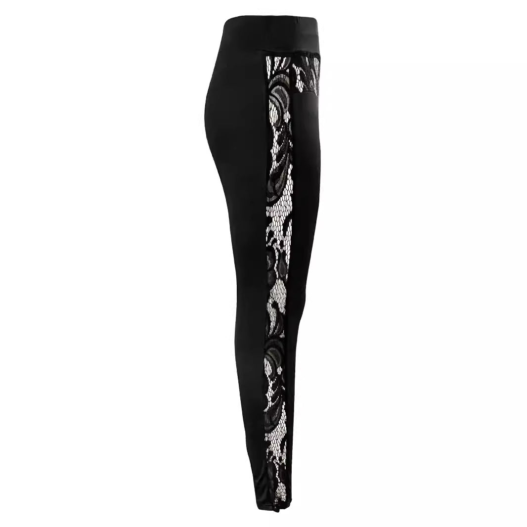 Dame Sport-Leggings med transparente spidsapplikationer Stilla
