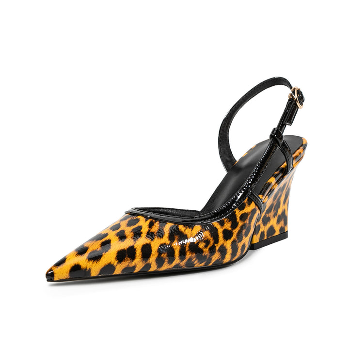 Damer Slingback Spidse Tå Hæle med Groft Leopardmønster Stilla