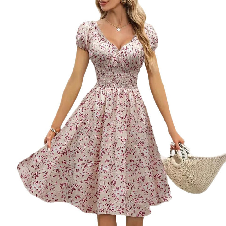 Dame Smocked Floral Midi Kjole Stilla