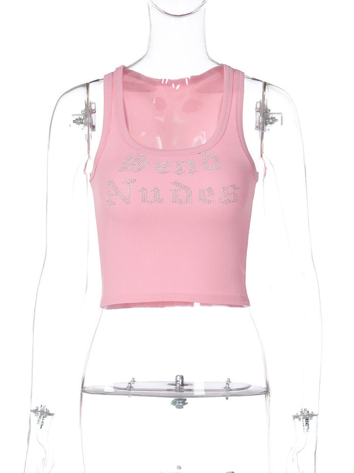 Dame Sporty Crop-Top med funklende strassdetaljer Stilla