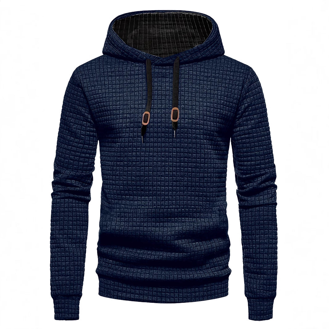Herre nan quiltet hoodie med rektangulær quiltning, snøring og ribstrikkede manchetter Skovae