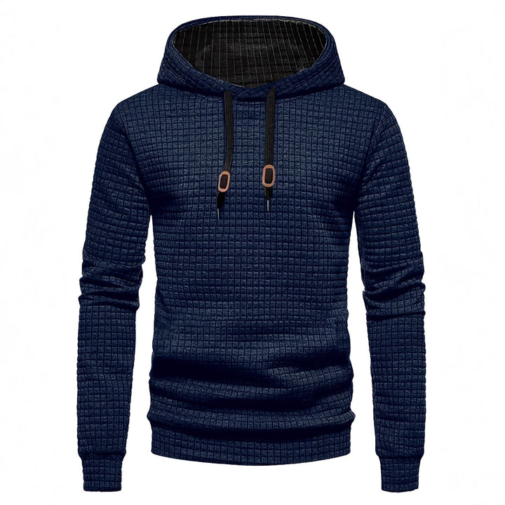 Herre nan quiltet hoodie med rektangulær quiltning, snøring og ribstrikkede manchetter Skovae