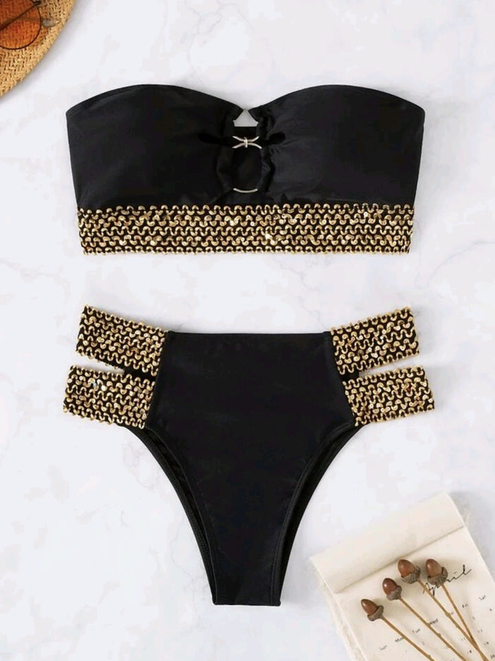 Dame Strapless Høj Talje Bikini Sæt Stilla 1750839995