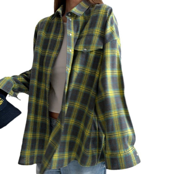 Damer afslappet ternet bluse med oversized snit og praktisk brystlomme Stiila