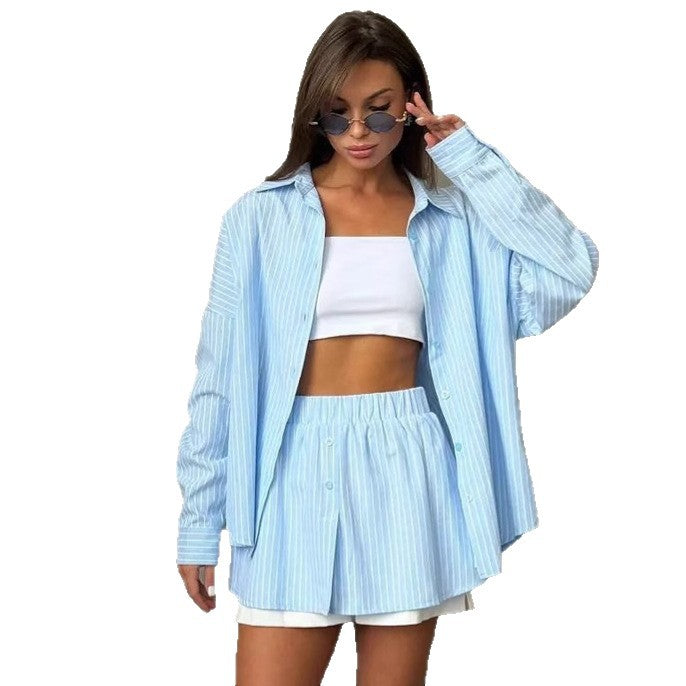 Damer Casual Kortærmet Skjorte og Shorts Sæt Stilla