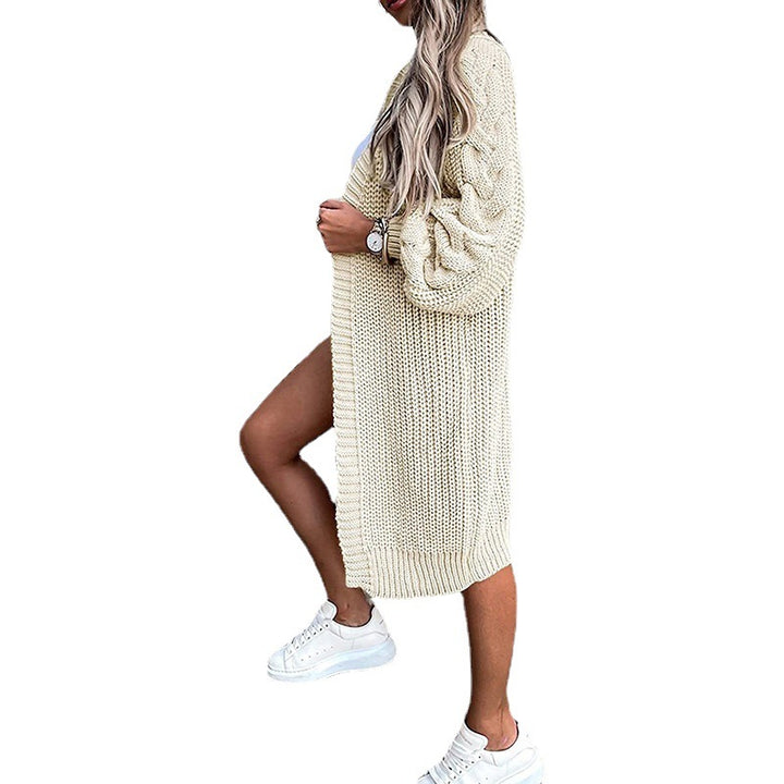 Kvinders chunky strik cardigan med voluminøse ærmer og åben front Stilla