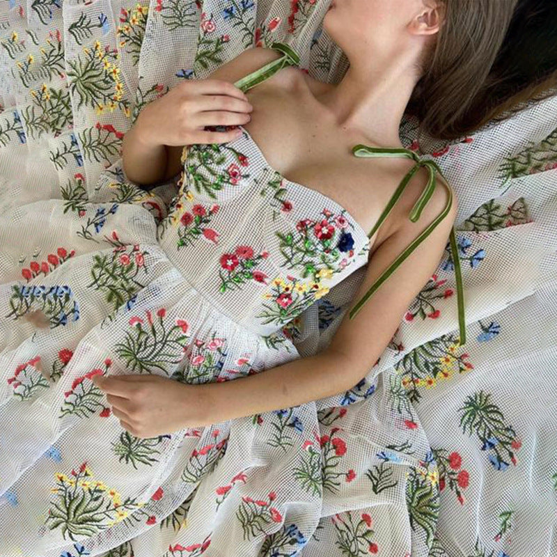 Dame Blomsterprydet Sommerkjole med dyrevenlig bomuld og Midi-længde Stilla
