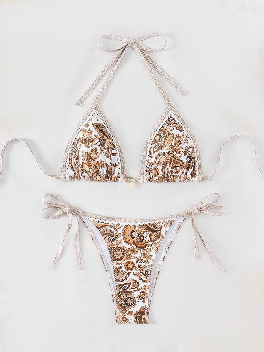Dame trekantstring-bikini-sæt med justerbare bindinger Stilla