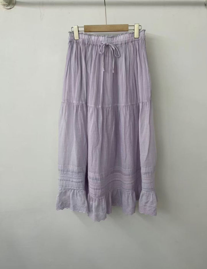 Femme Enlagsidet Spidsbesat Maxi-Nederdel Stilla