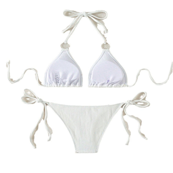 Dame Ripp-Triangel-Bikini-Sæt med justerbare Bindebånd Stilla