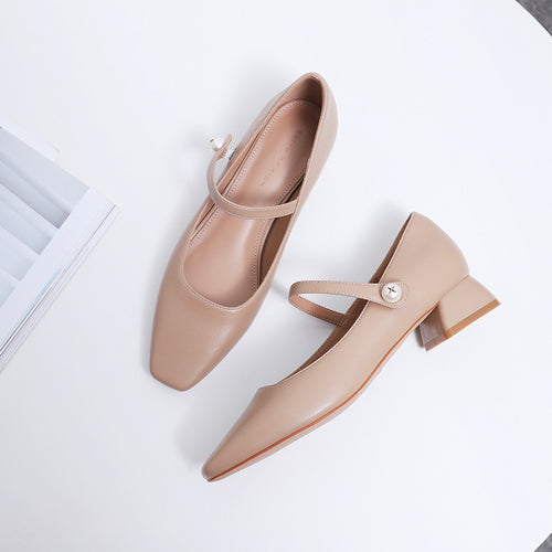 Femme Klassiske Firkantetåede Mary Jane Ballerinas med Elegant Remdetalje Stilla