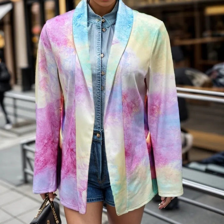 Dame moderigtigt blazer i dyreprint Stilla