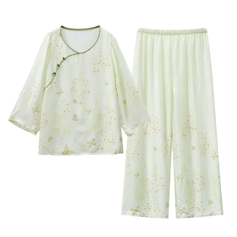 Dame Lounge-Pyjama-Sæt med elegant blomstret design og behagelig pasform Stilla