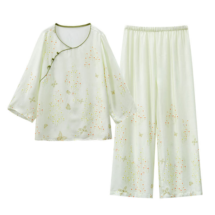 Dame Lounge-Pyjama-Sæt med elegant blomstret design og behagelig pasform Stilla
