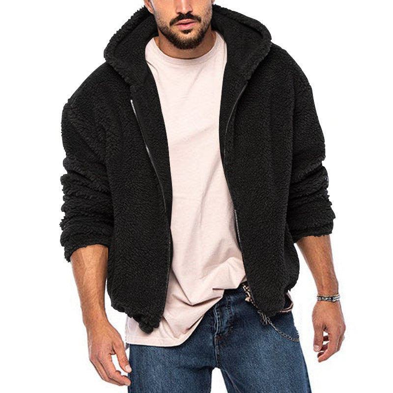 Herrer Teddy-fleece-jakke med hætte Stilla
