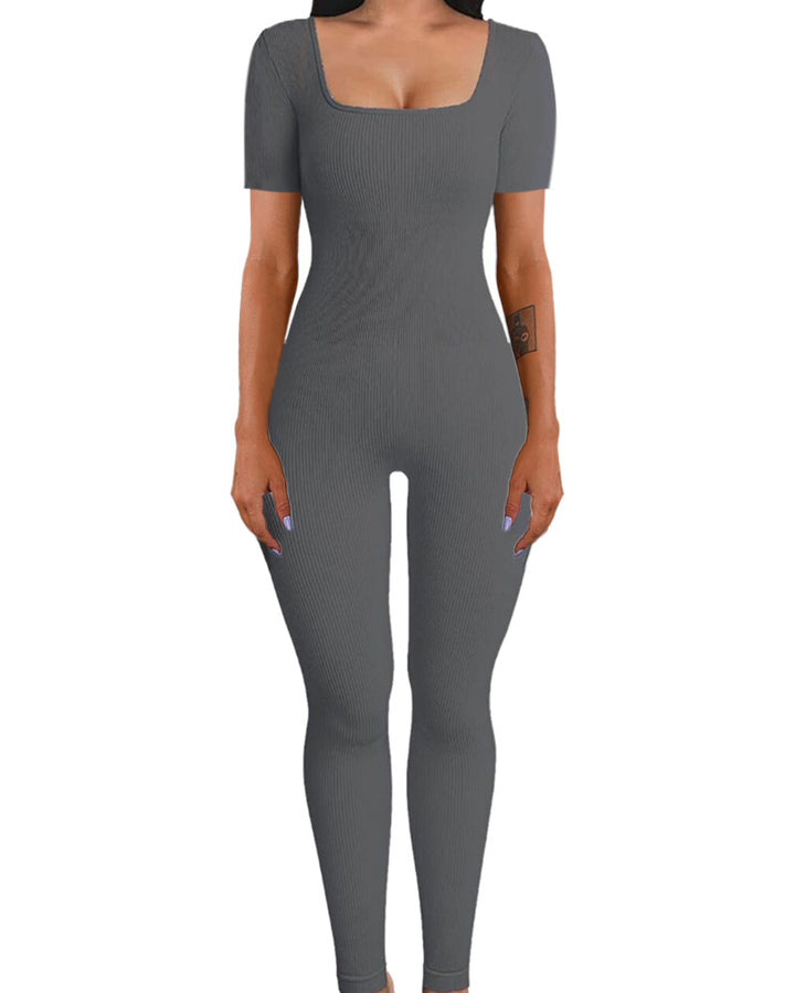 Dame Figurformet Jumpsuit med firkantet udskæring og kort ærme Stilla