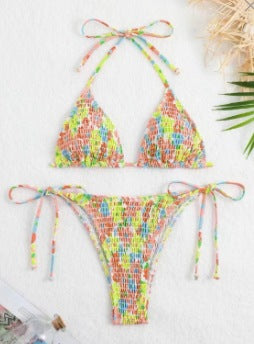 Dame Triangel-Bikini-Sæt med justerbare bindebånd og elastisk stof Stilla