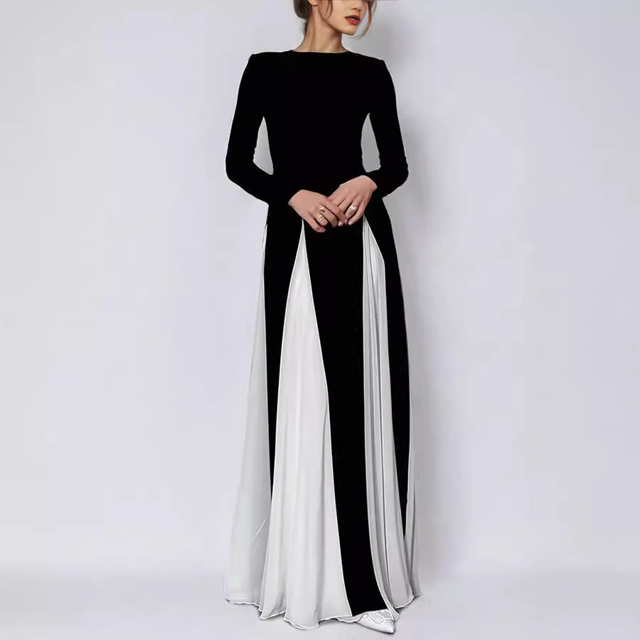 Dame Elegant aften kjole med raffineret farvekombination og smukt faldende nederdel Stiila