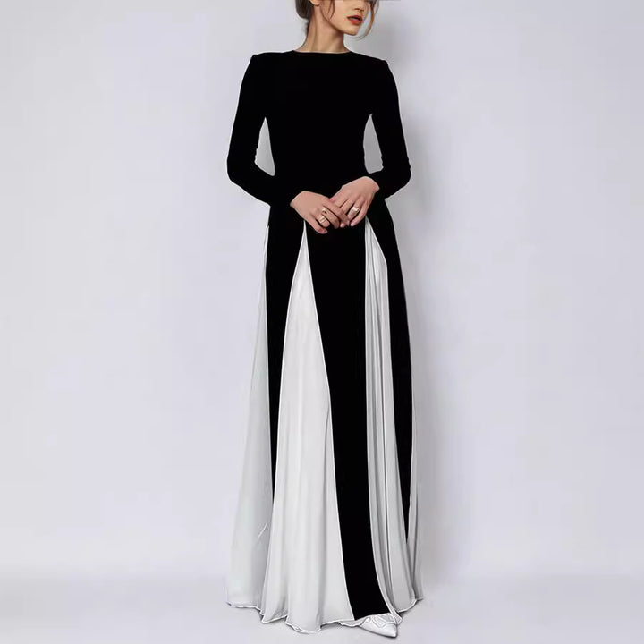 Dame Elegant aften kjole med raffineret farvekombination og smukt faldende nederdel Stiila