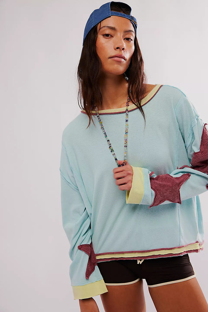 Femme Fritidstrøje Sweatshirt med stjernestikninger Stilla