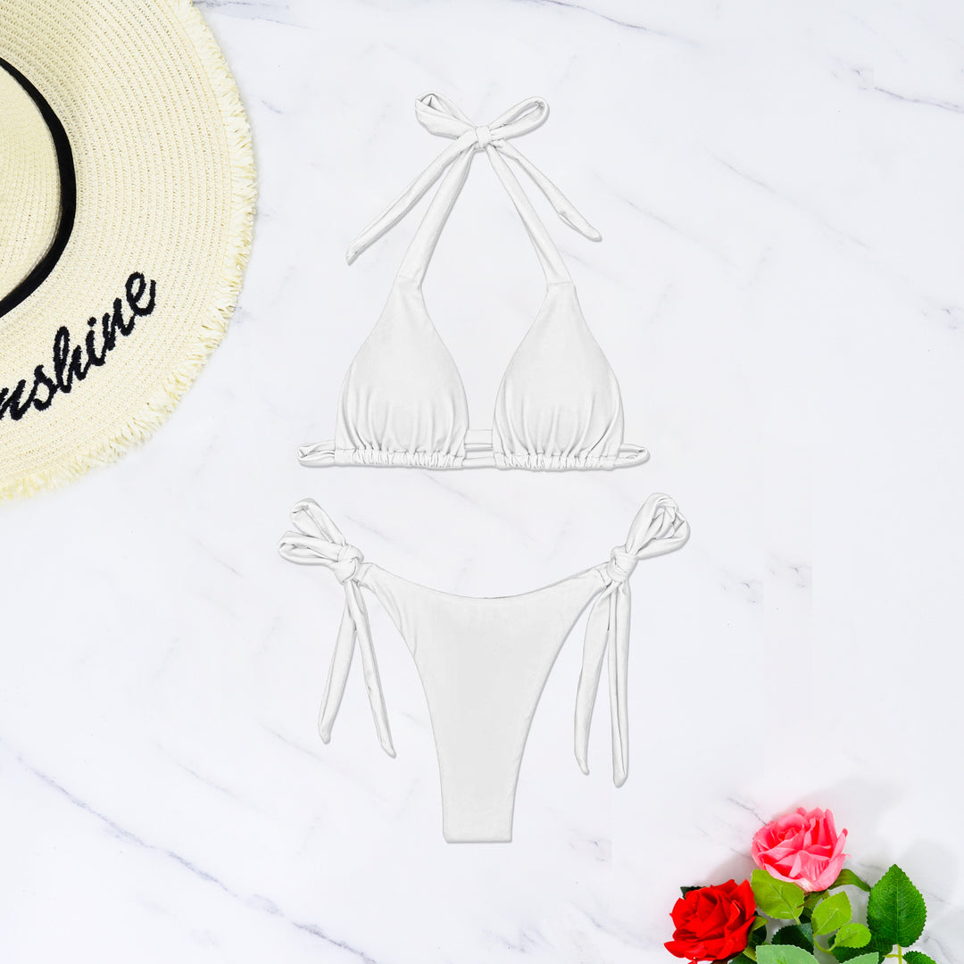 Dame triangel-bikini med raffinerede binde bånd og høj-elastisk stof Skovae
