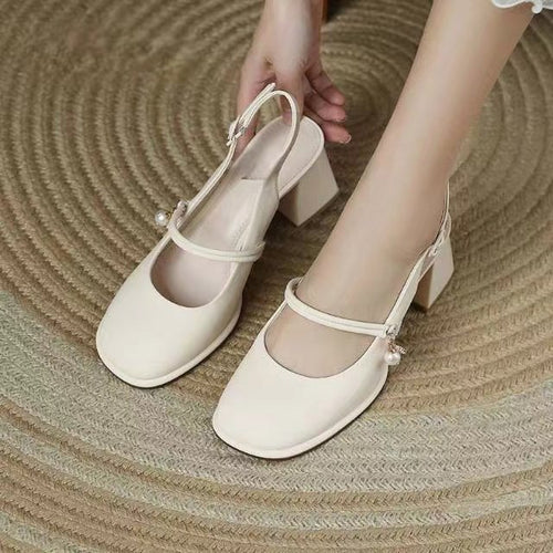 Dame Elegante Slingback-pumps med dekorerede remme og behagelig blokhæl Stilla