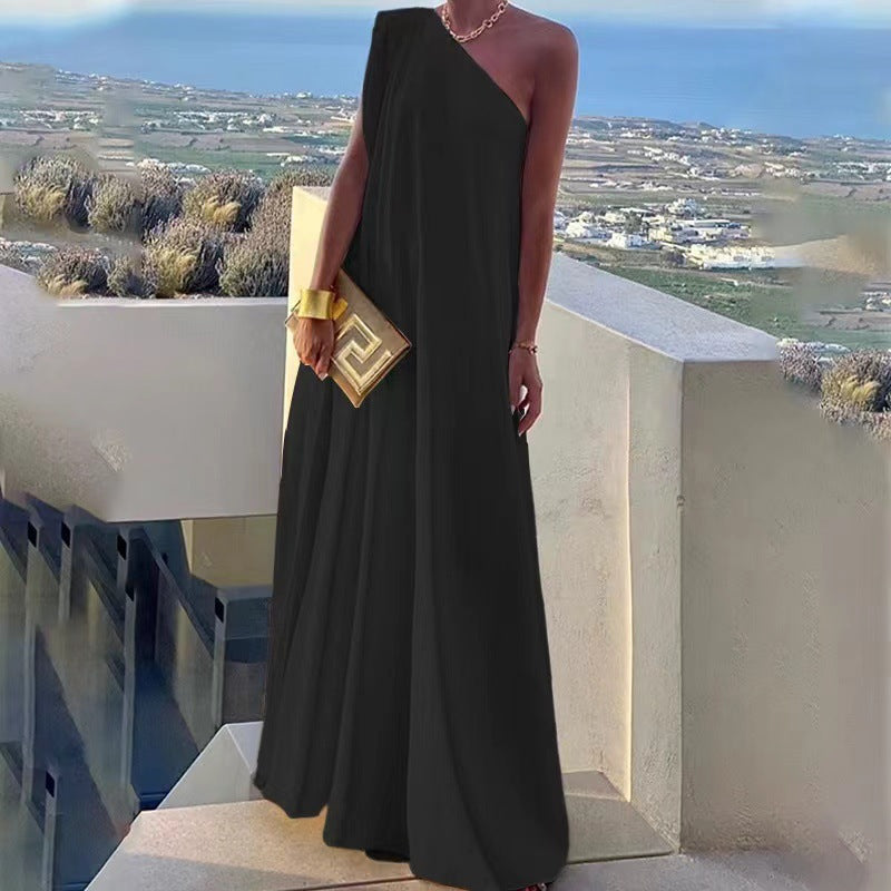 Femme Elegante Én-skulder Maxi Kjole Stilla