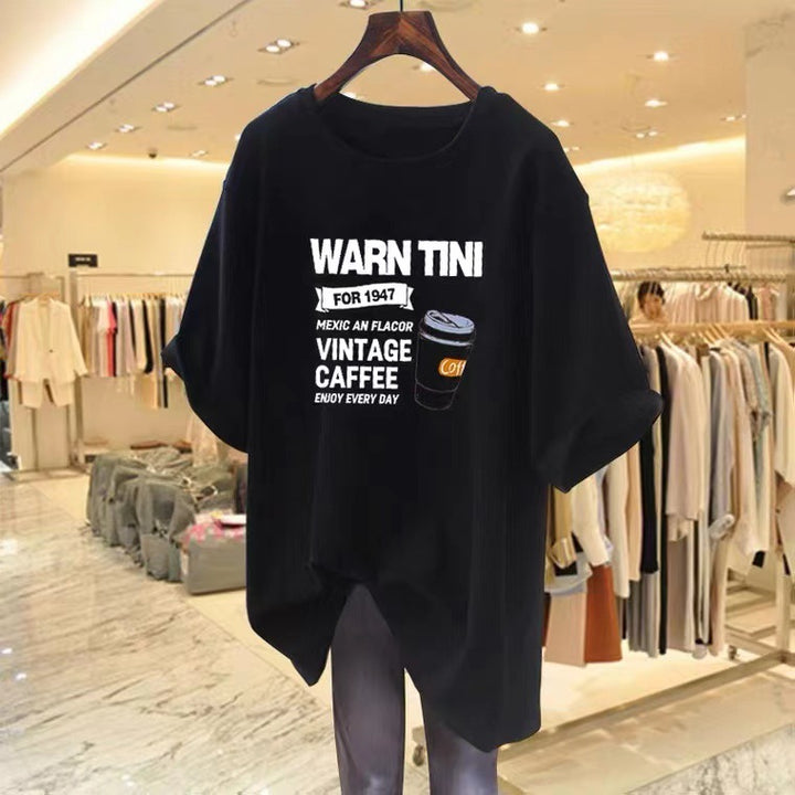 Dame T-shirt med vintage kaffepresse grafik Stilla