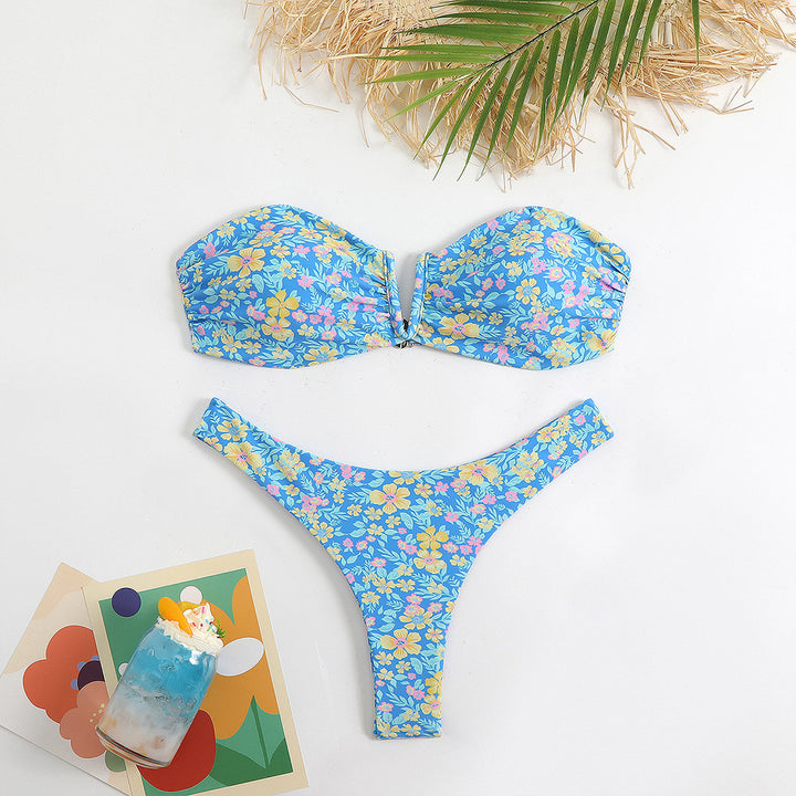 Dame Bandeau Bikini med smukt blomsterprint Stilla