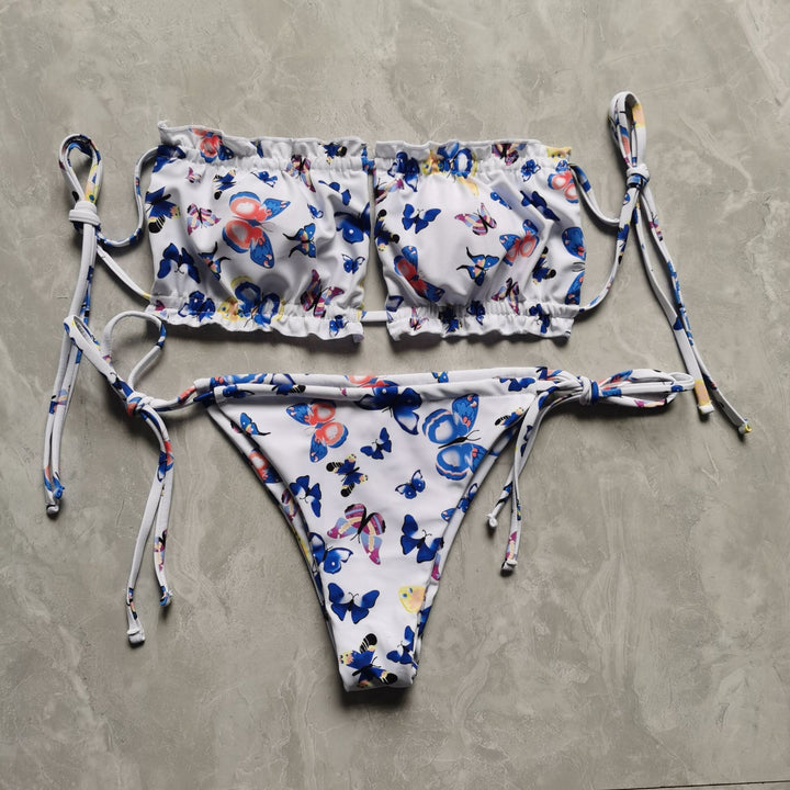 Dame sommerfugltryk To-delt bikini-sæt Stilla