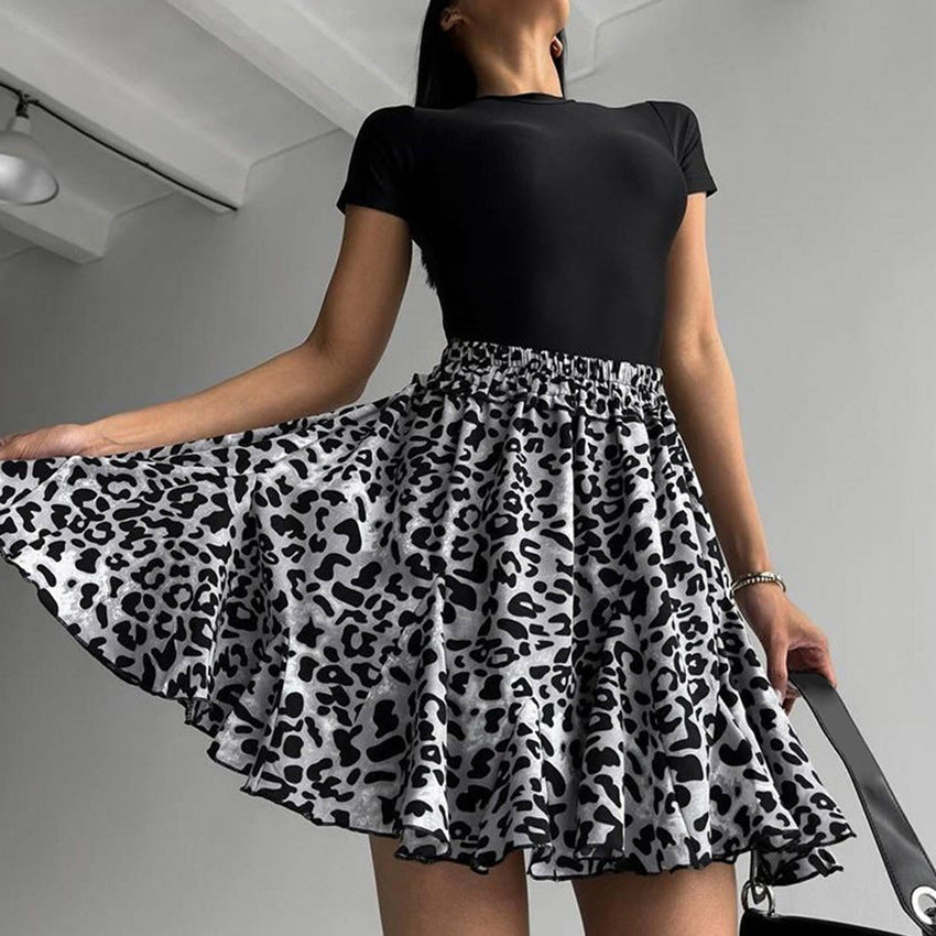 Dame afslappet nederdel med leopardprint Stilla
