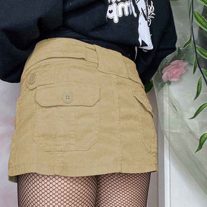 Dame mini skirt med praktisk lomme-design og justerbart bælte Stilla