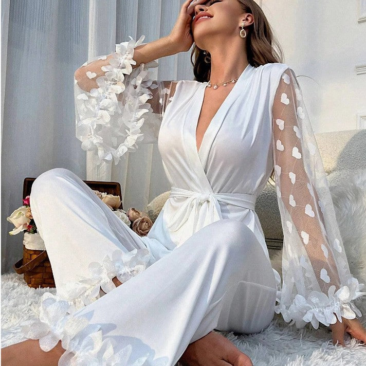 Dame Romantisk Blonder Pyjamasæt Stilla