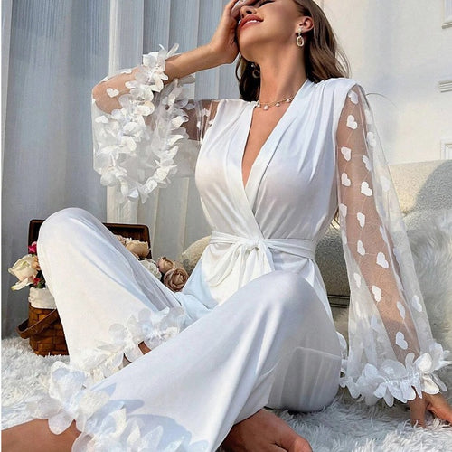 Dame Romantisk Blonder Pyjamasæt Stilla