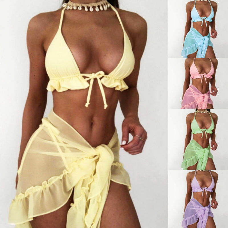 Dame bikini-sæt med flæser og halterneck Stilla