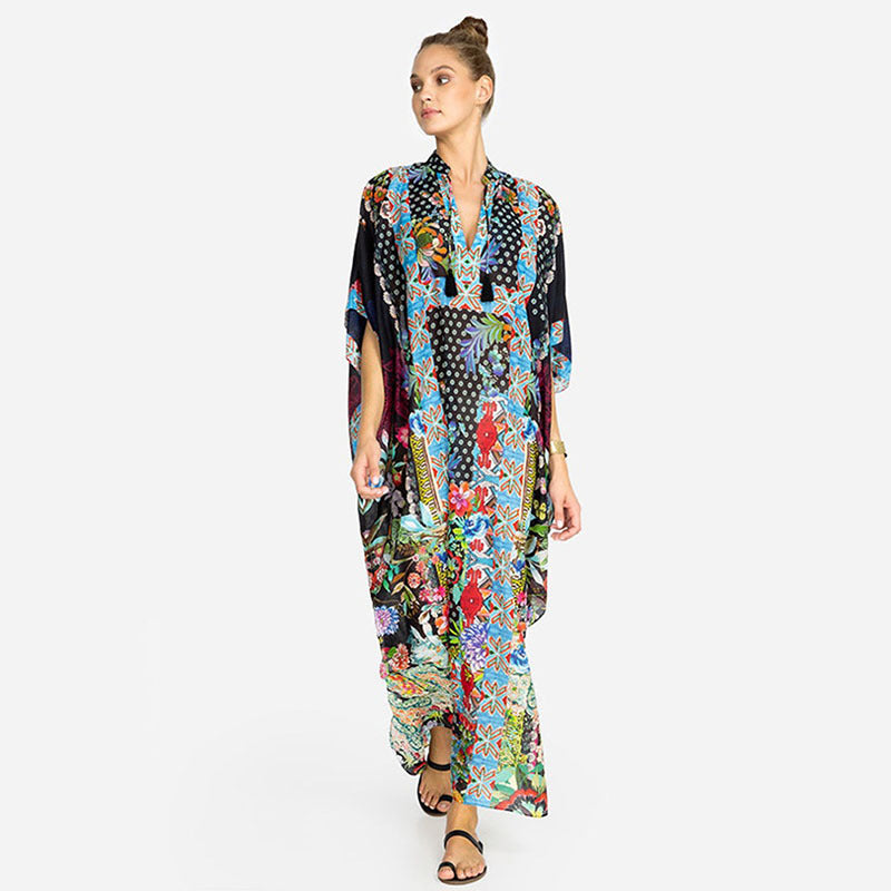 Dame Strandkimono med kunstnerisk blomsterdesign og lette materialer Stilla