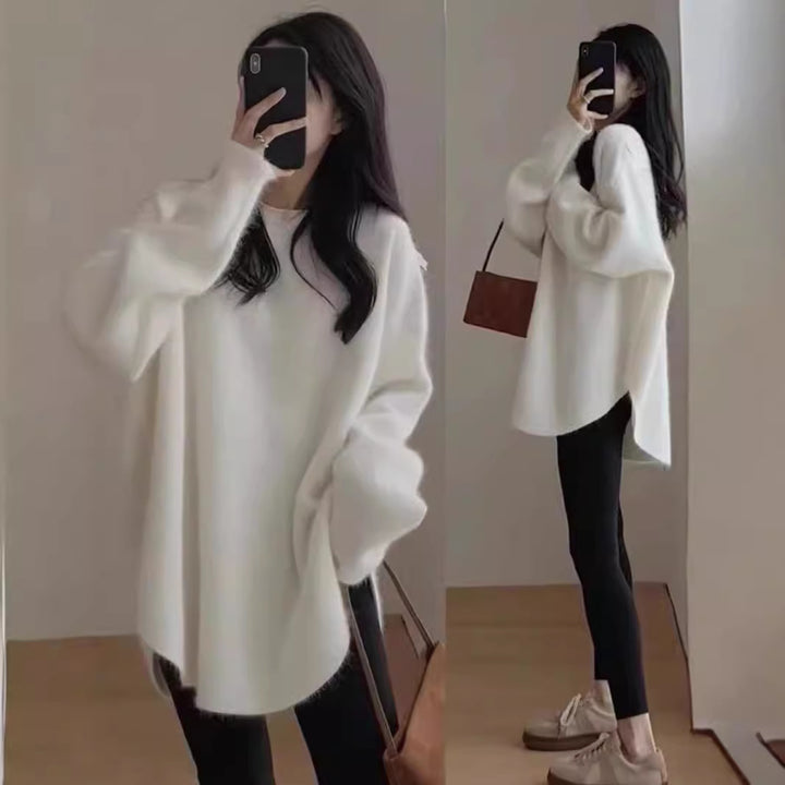Dame hyggelig oversized sweater lavet af blødt strikmateriale med en afslappet pasform