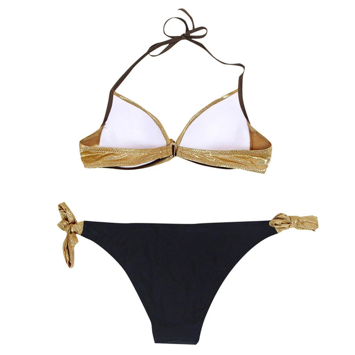 Dame Triangel-Bikini med glinsende kop-detaljer og trendy bindebånd Stilla