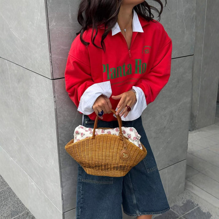 Dame sporty oversized sweater med krave Stilla