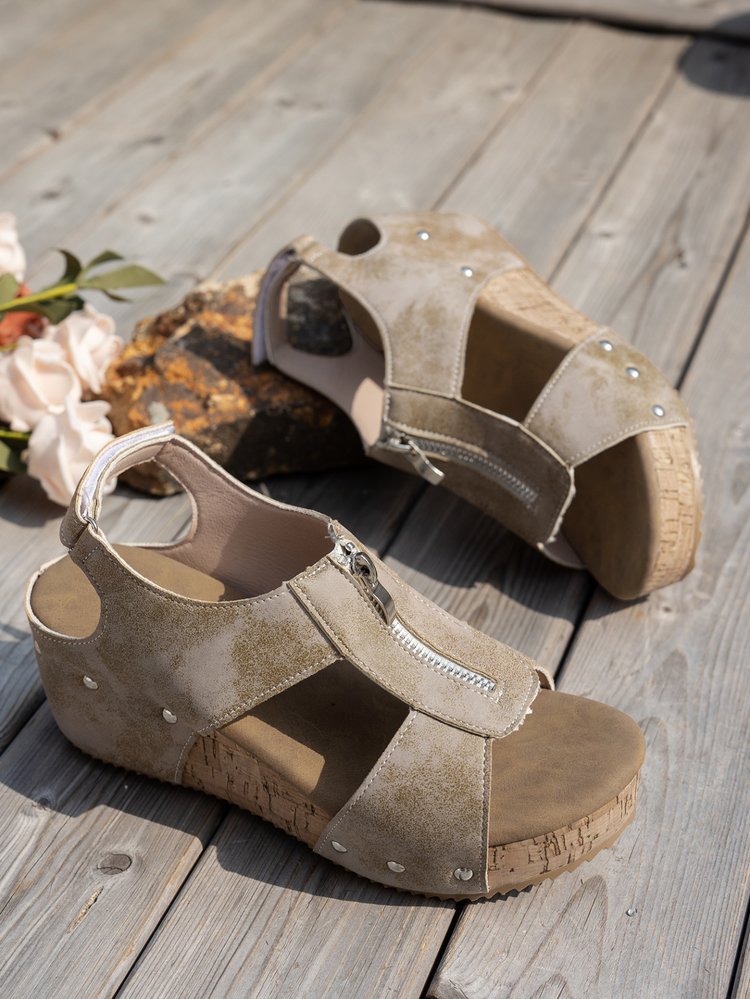 Dame Wedge-sandaler med modetrends zip og behagelig fodseng Stilla